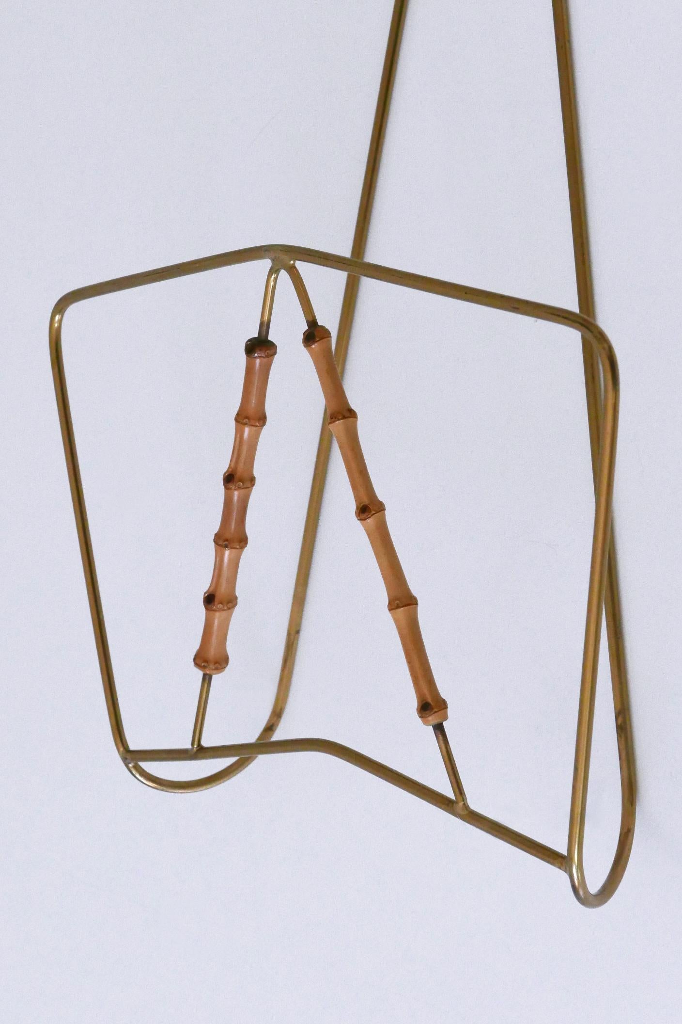 Lovely Mid-Century Wall-Mounted Brass & Bamboo Magazine Rack Germany 1960s For Sale 7