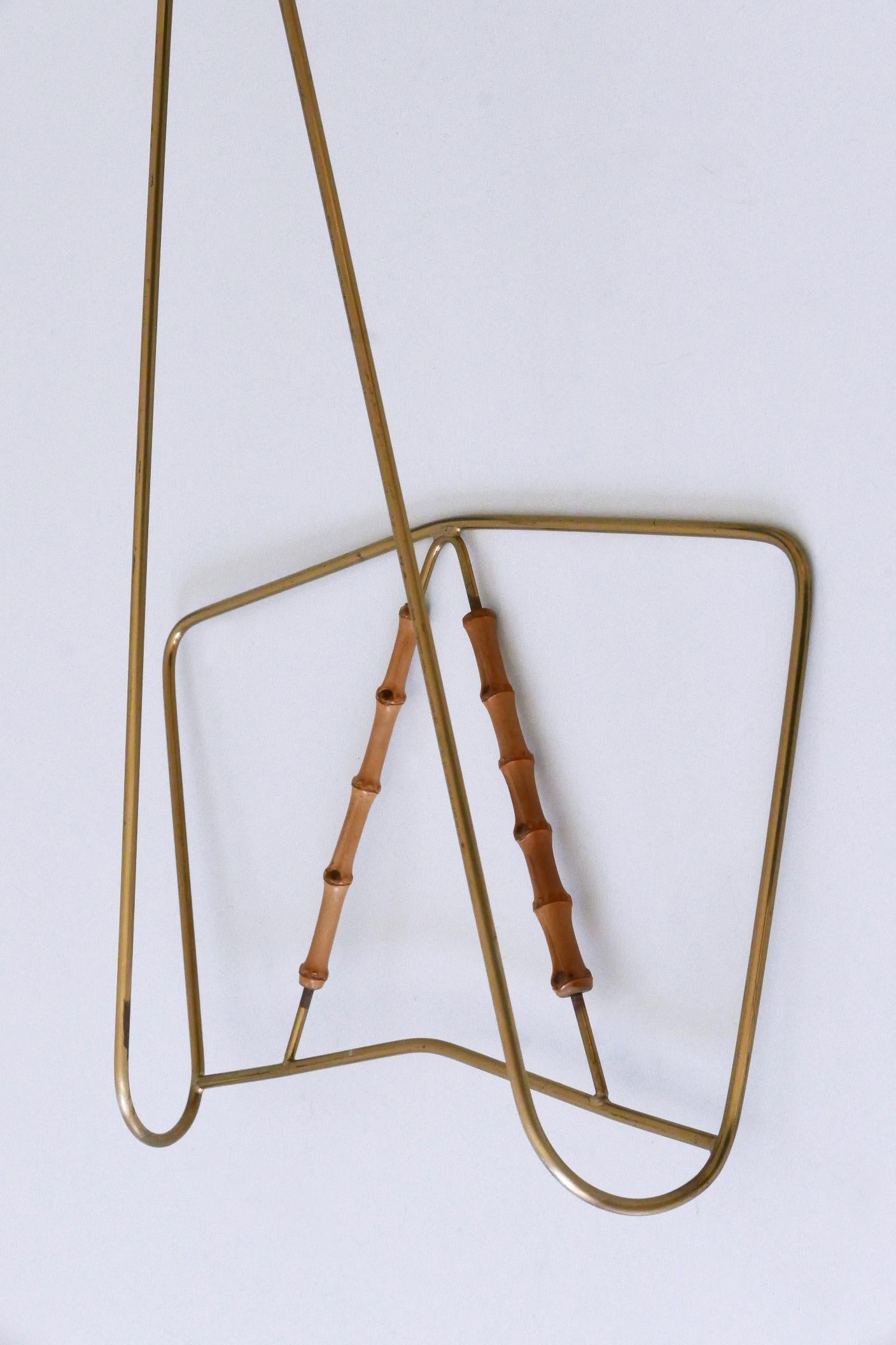 Lovely Mid-Century Wall-Mounted Brass & Bamboo Magazine Rack Germany 1960s For Sale 10