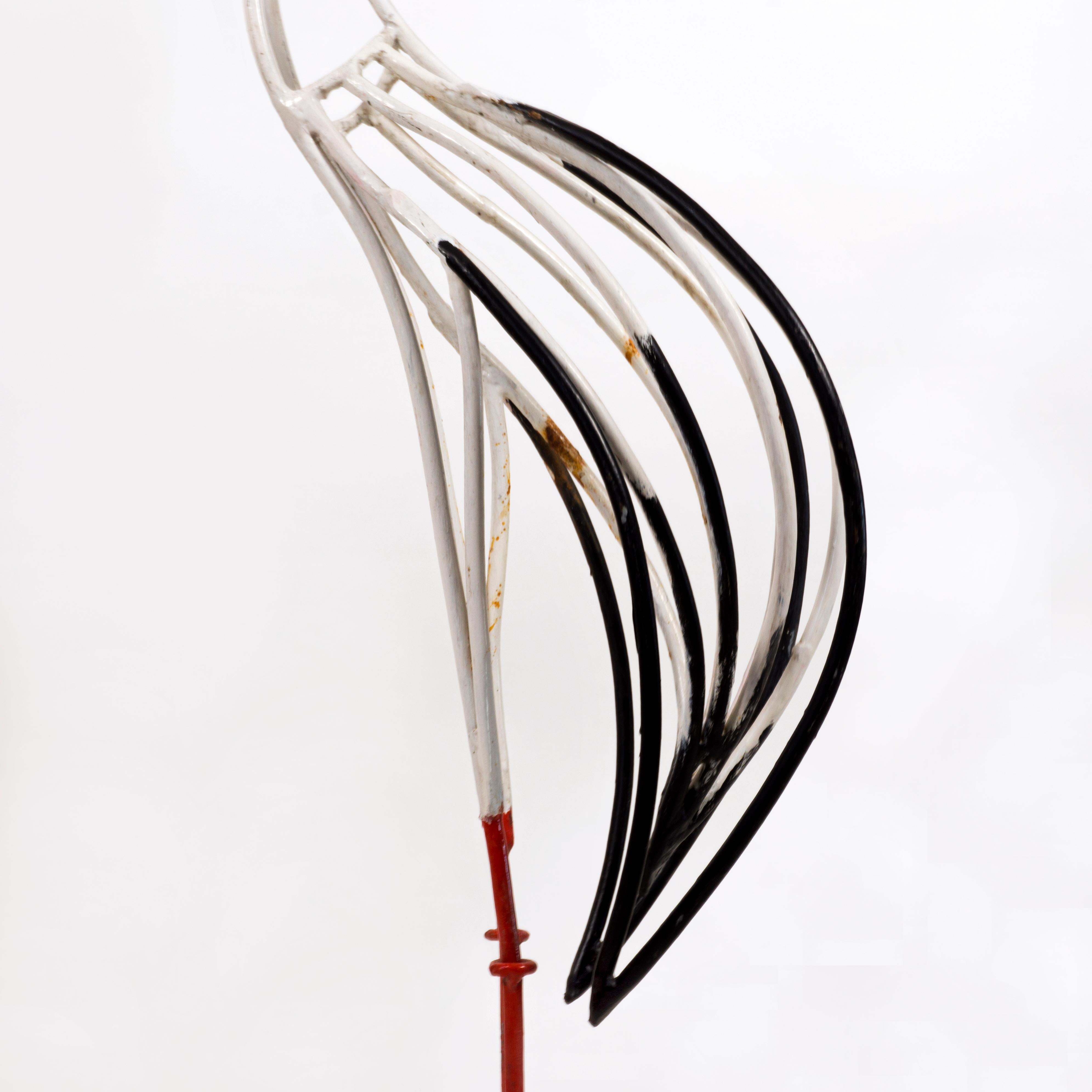 Lovely Midcentury Life-size Pair of 1950s Wrought Iron Stork Sculptures For Sale 4