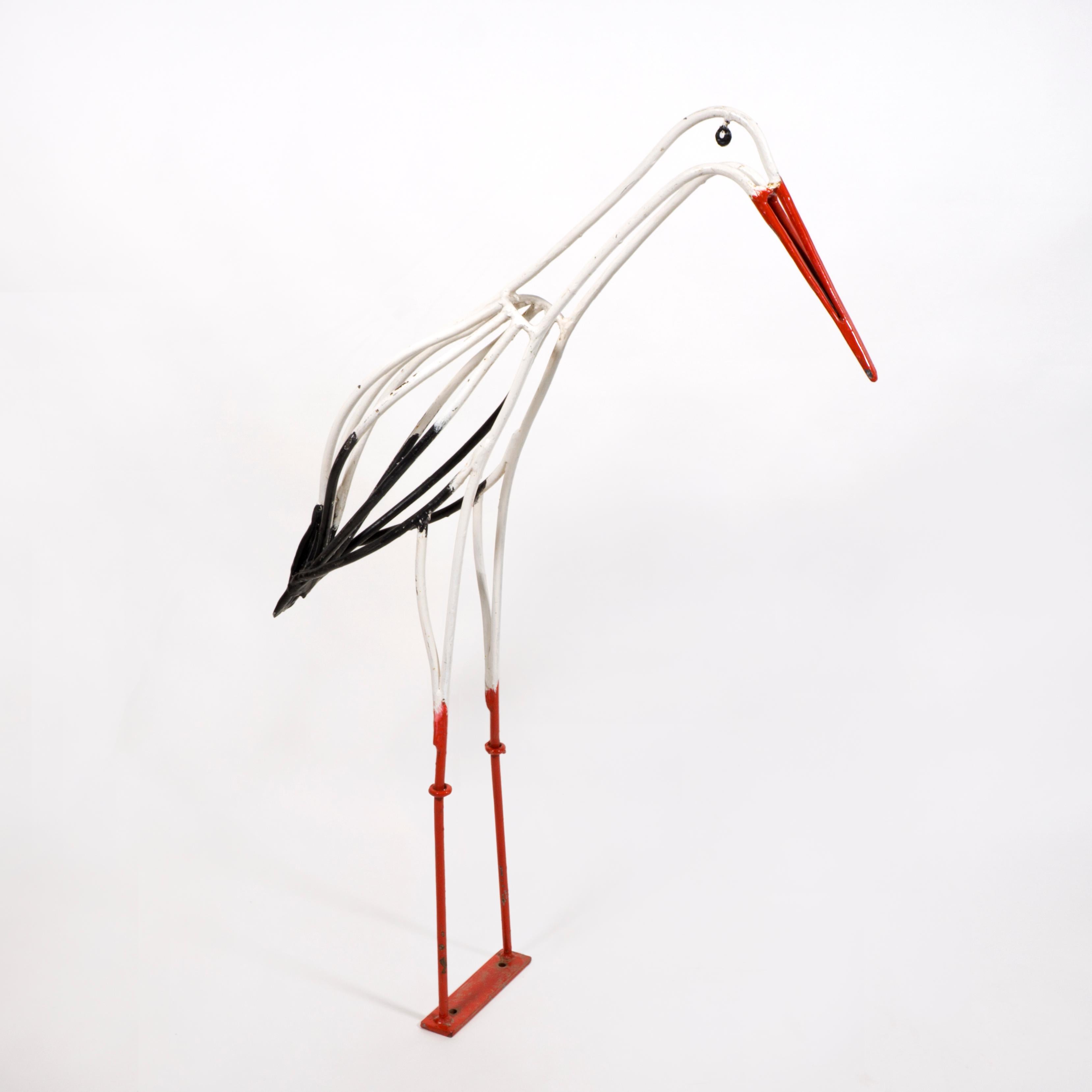 Lovely Midcentury Life-size Pair of 1950s Wrought Iron Stork Sculptures In Good Condition For Sale In Regensburg, DE