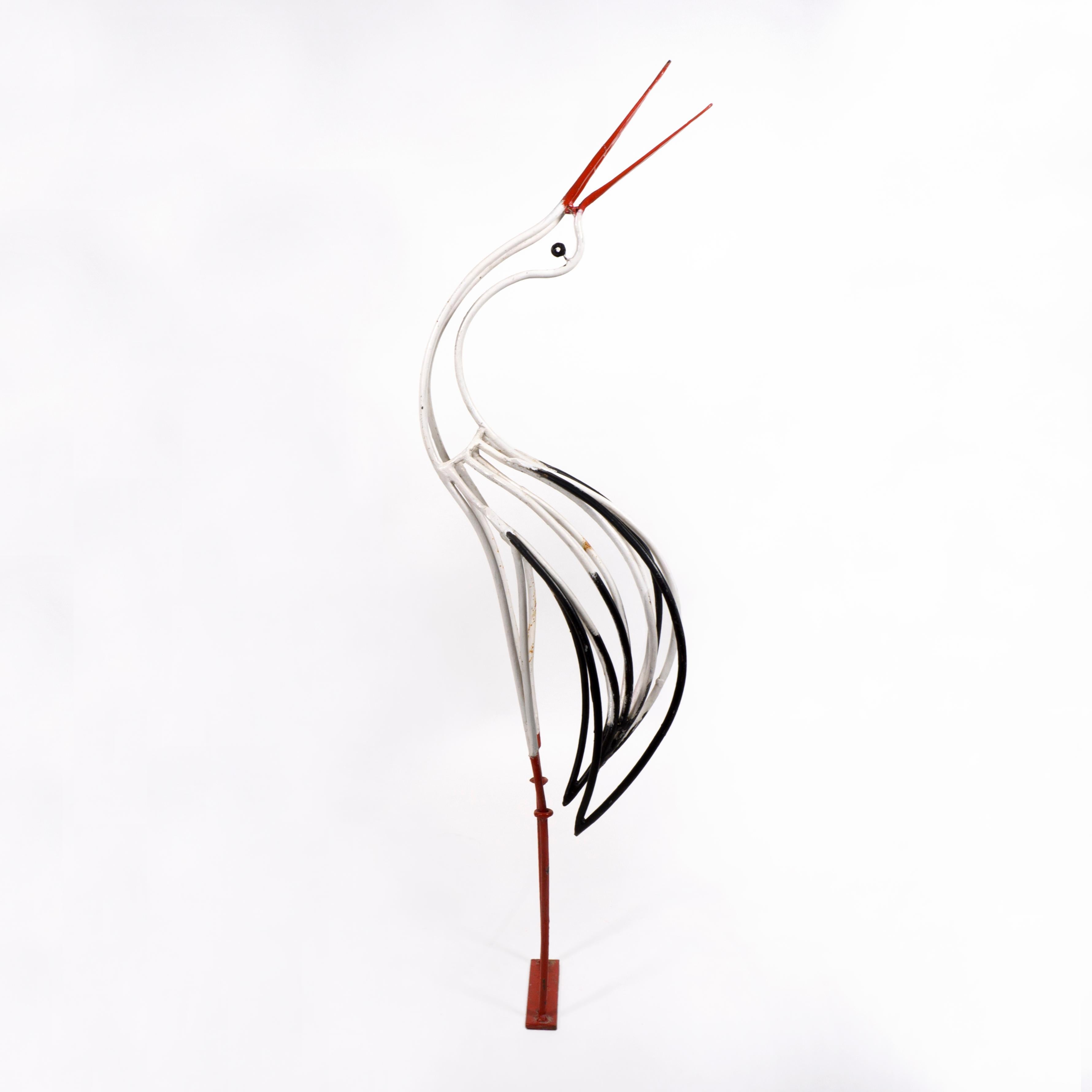 Mid-20th Century Lovely Midcentury Life-size Pair of 1950s Wrought Iron Stork Sculptures For Sale