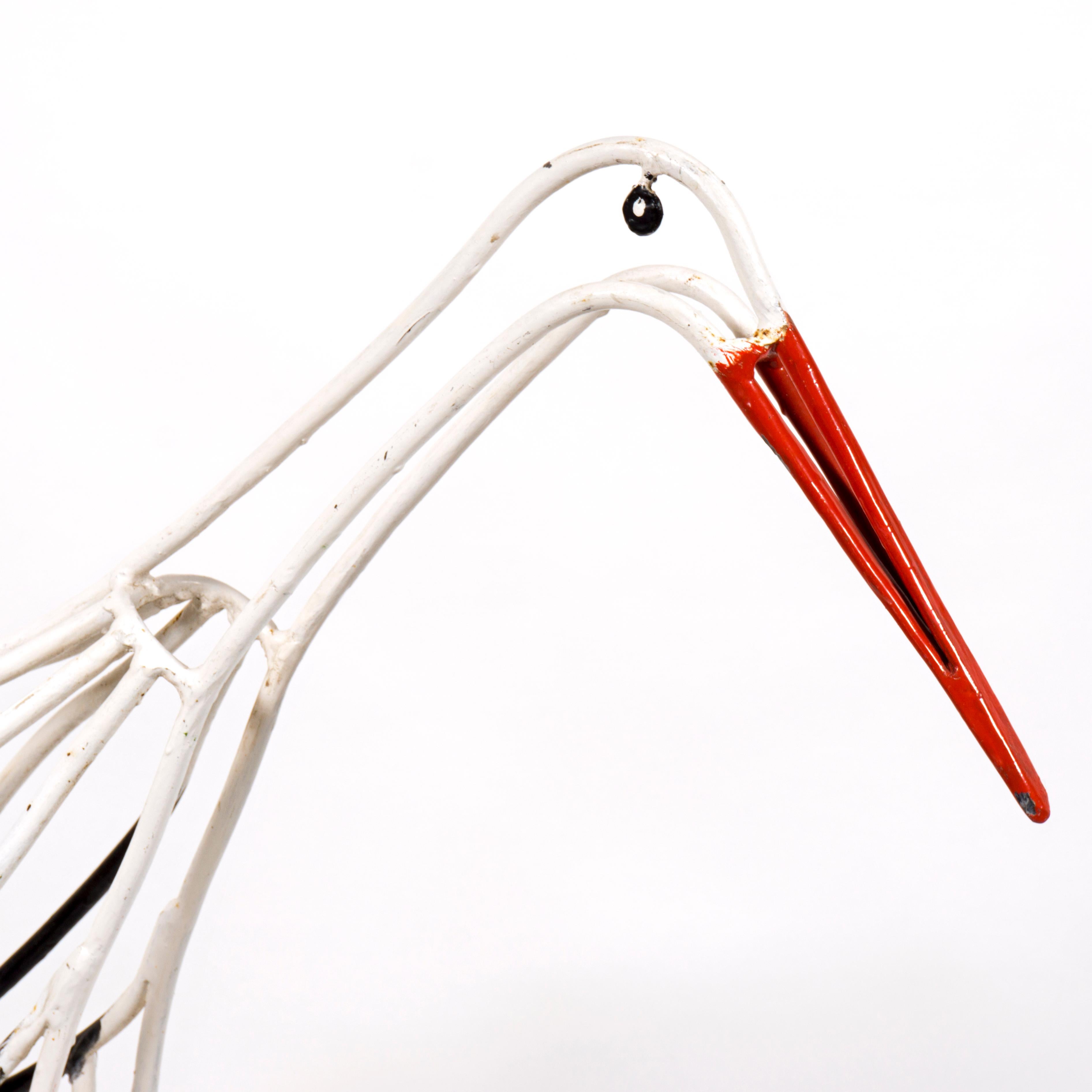 Lovely Midcentury Life-size Pair of 1950s Wrought Iron Stork Sculptures For Sale 2