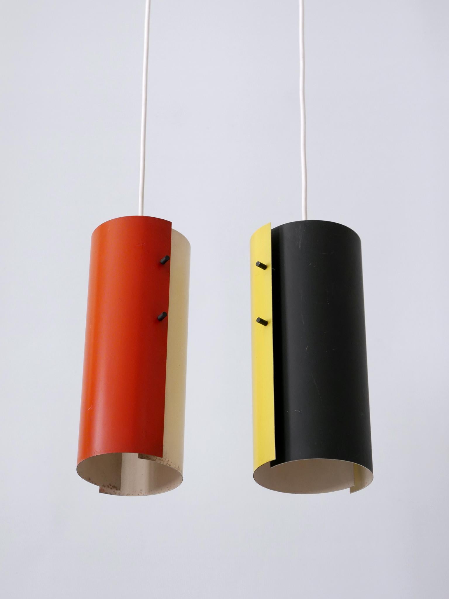 Painted Lovely Midcentury Modern Bi-Color Pendant Lamps or Hanging Lights Germany 1960s For Sale