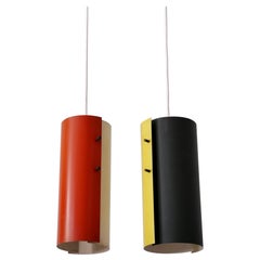 Lovely Midcentury Modern Bi-Color Pendant Lamps or Hanging Lights Germany 1960s (lampes suspendues bicolores)