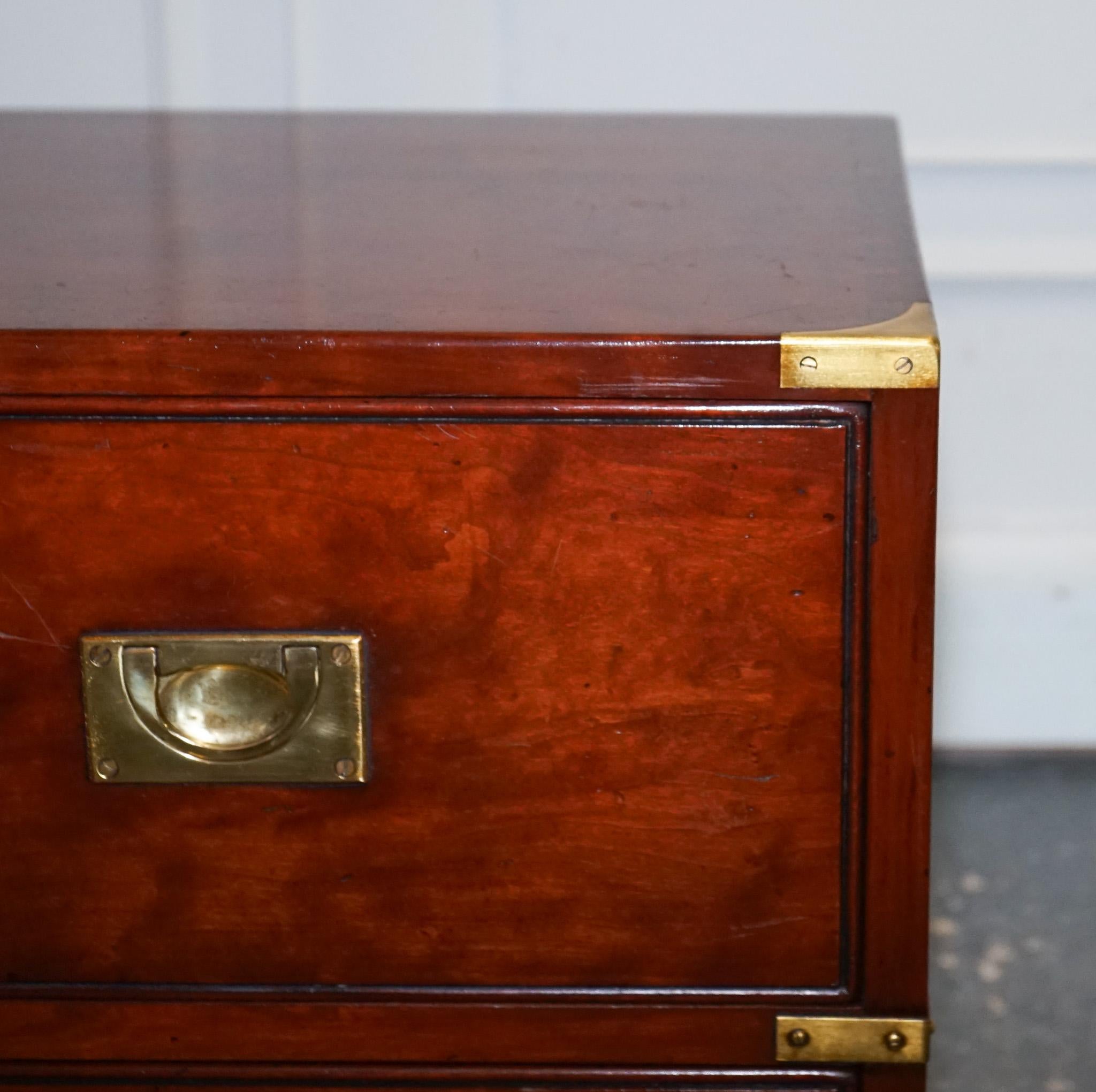 Hand-Crafted LOVELY MILITARY CAMPAIGN HARRODS KENNEDY BEDSIDE NiGHTSTAND TWO DRAWERS For Sale
