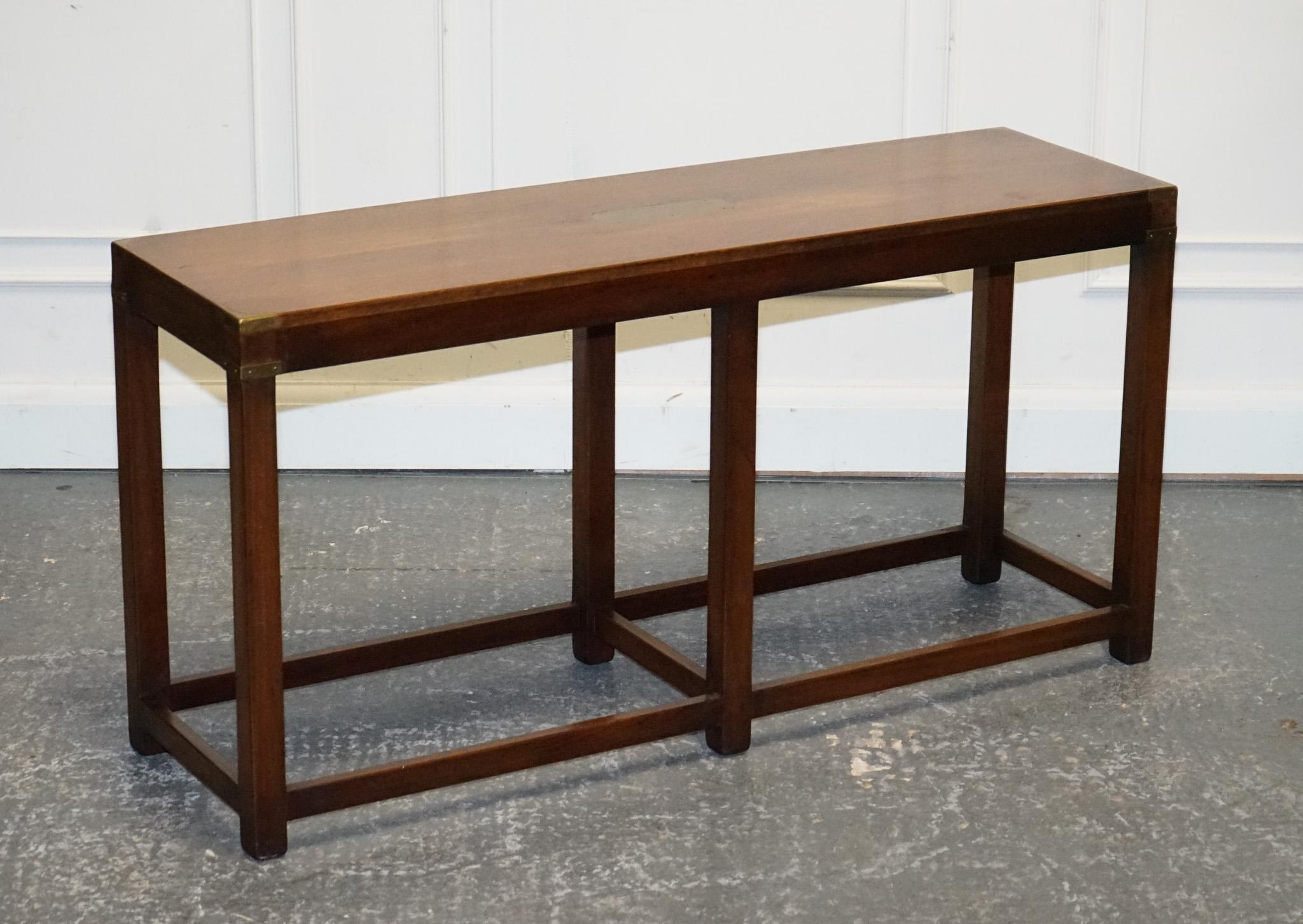 
We are delighted to offer for sale this Lovely R.E.H Kennedy for Harrods Military Campiagn Console Table. 

A solid and well made table, may have normal cosmetic wear from honest use. 

Please carefully examine the pictures to see the condition