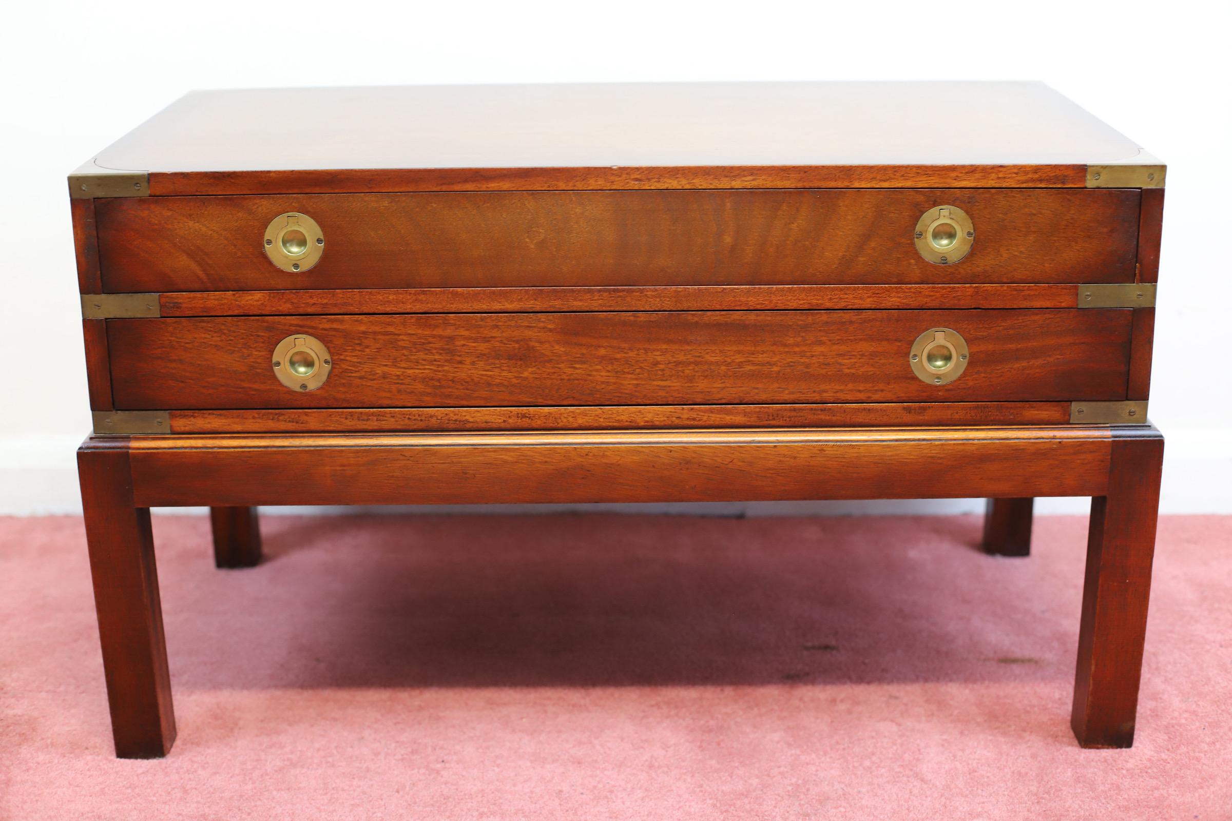 British Lovely Military Campaign Style Coffee Table  For Sale