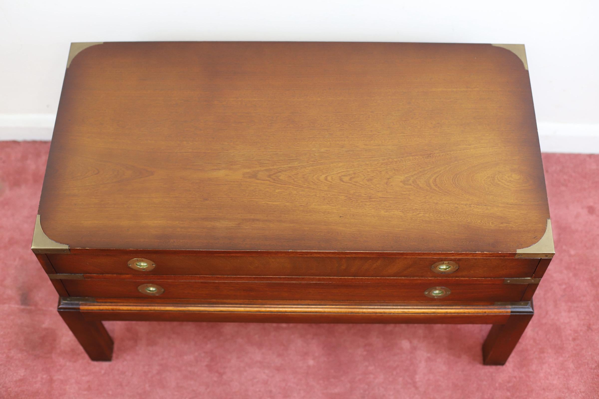 20th Century Lovely Military Campaign Style Coffee Table  For Sale