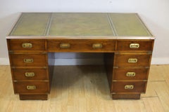 Lovely Military Campaign Style Pedestal Desk