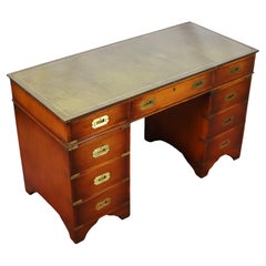 Lovely Military Campaign Style Pedestal Desk