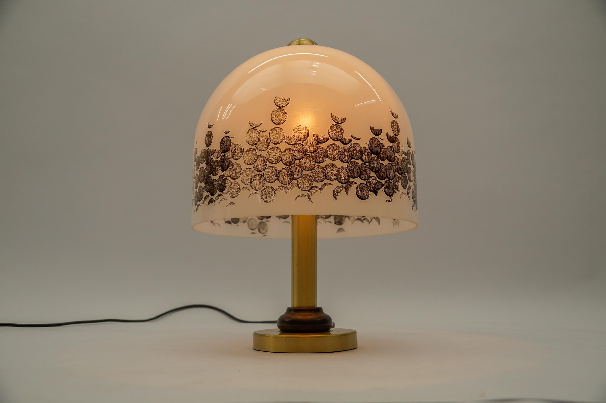 German Lovely Milk Glass Table Lamp by Peill & Putzler, 1960s   For Sale