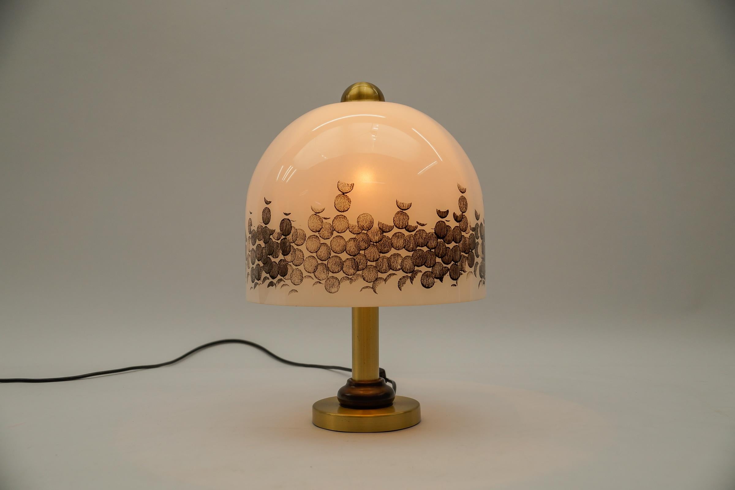 Late 20th Century Lovely Milk Glass Table Lamp by Peill & Putzler, 1960s   For Sale