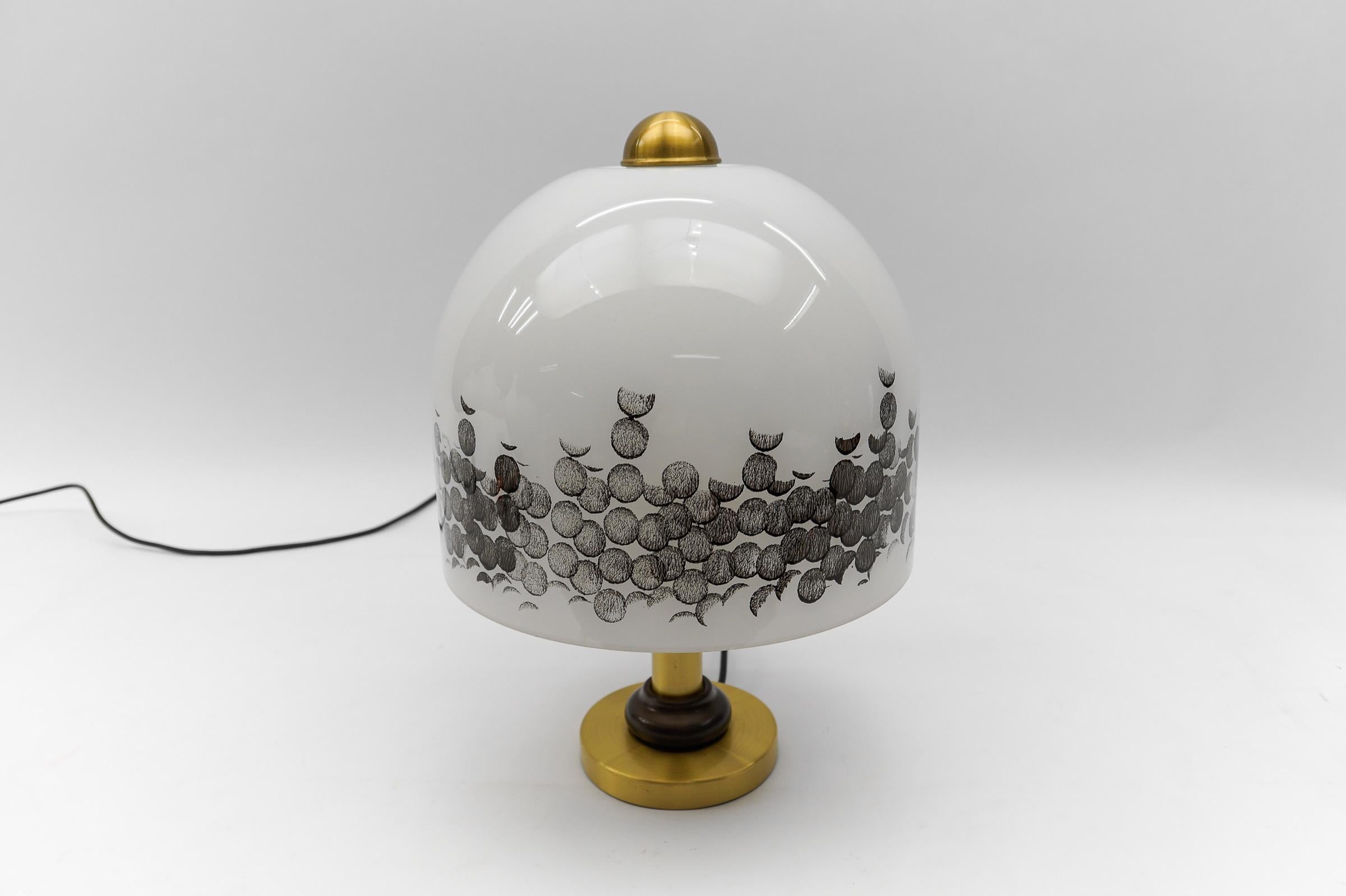 Metal Lovely Milk Glass Table Lamp by Peill & Putzler, 1960s   For Sale