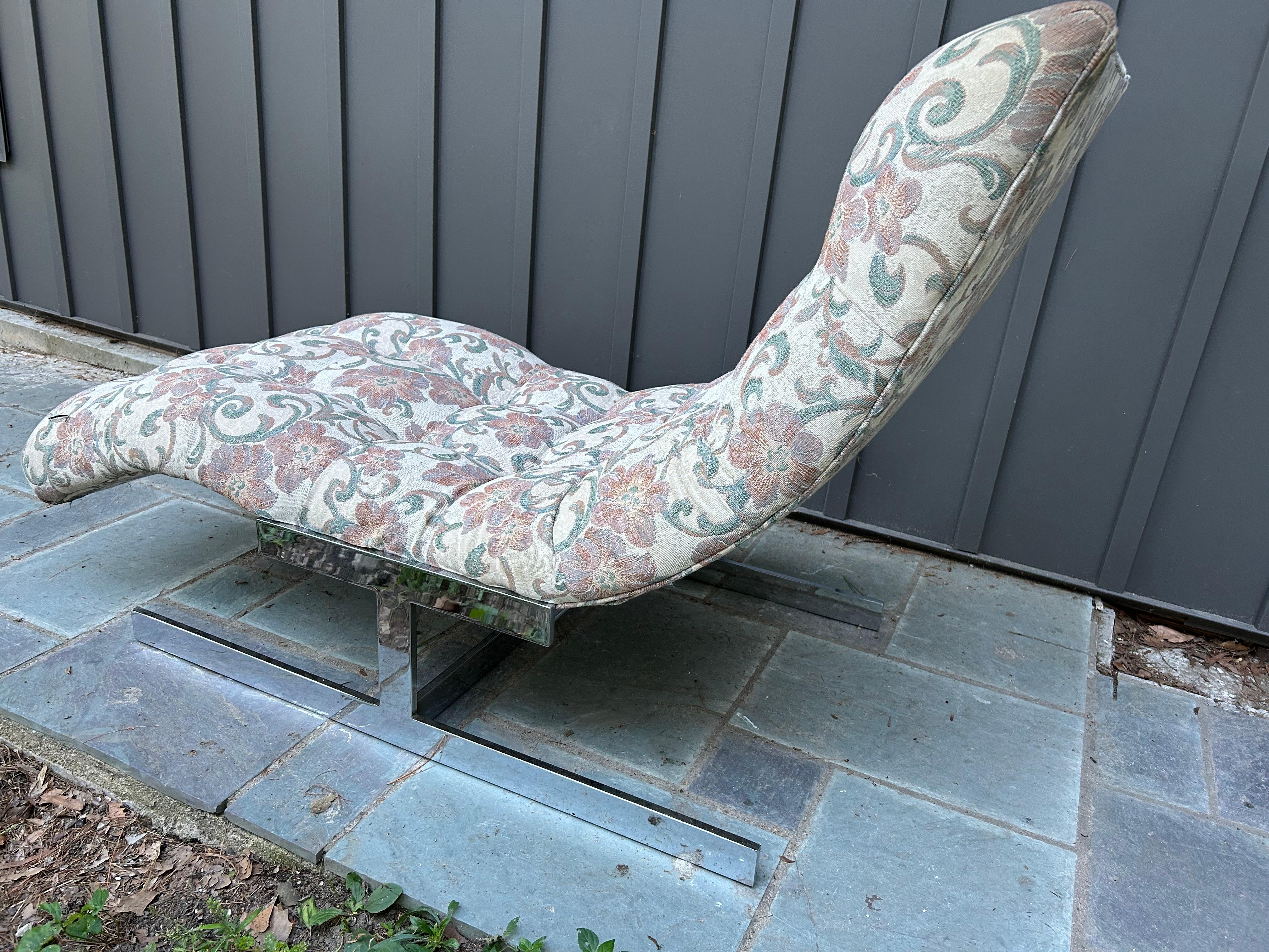 Precioso Chaise Longue Wave cromado estilo Milo Baughman Moderno de mediados de siglo en venta 5