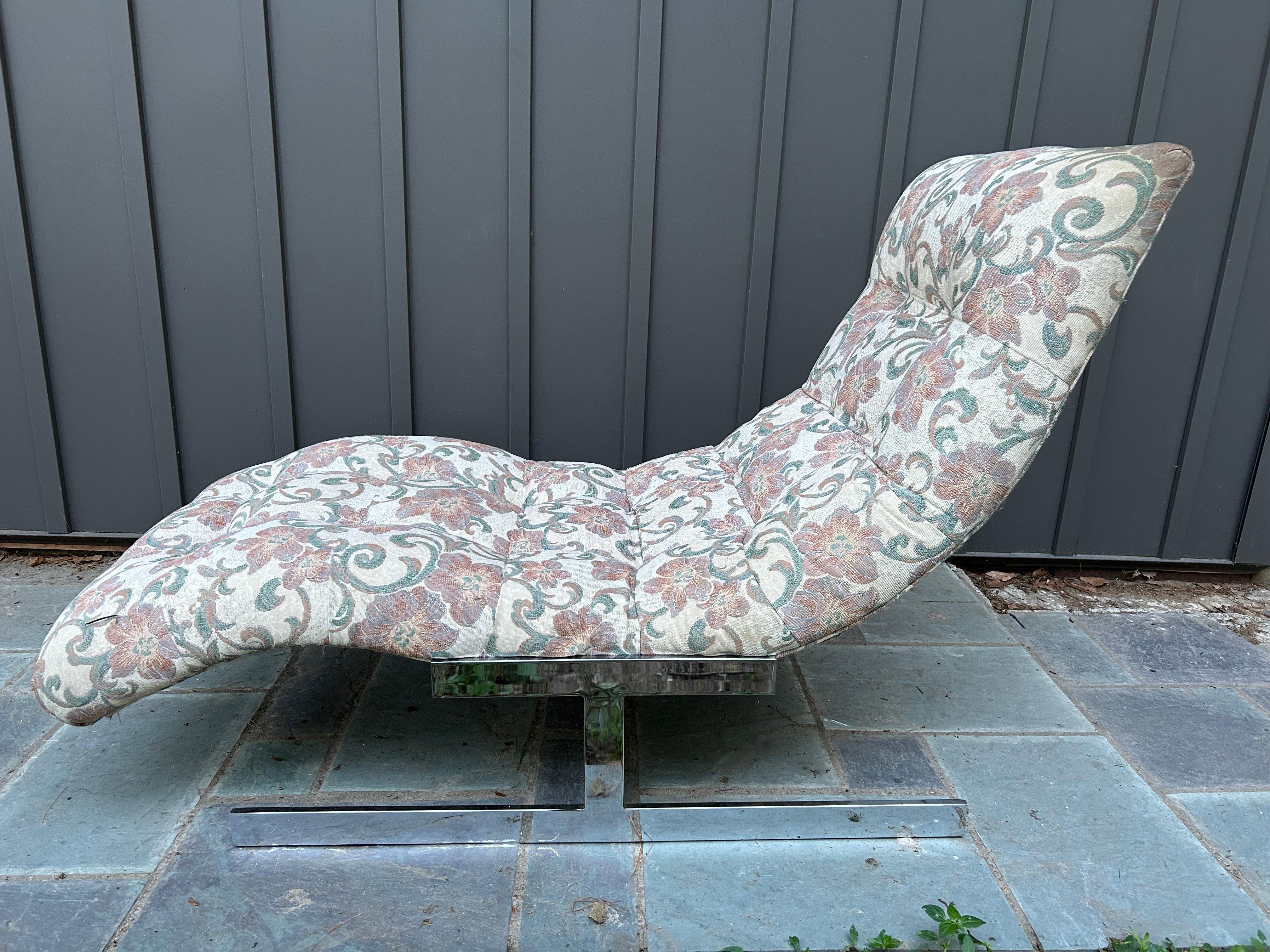 Precioso Chaise Longue Wave cromado estilo Milo Baughman Moderno de mediados de siglo en venta 7