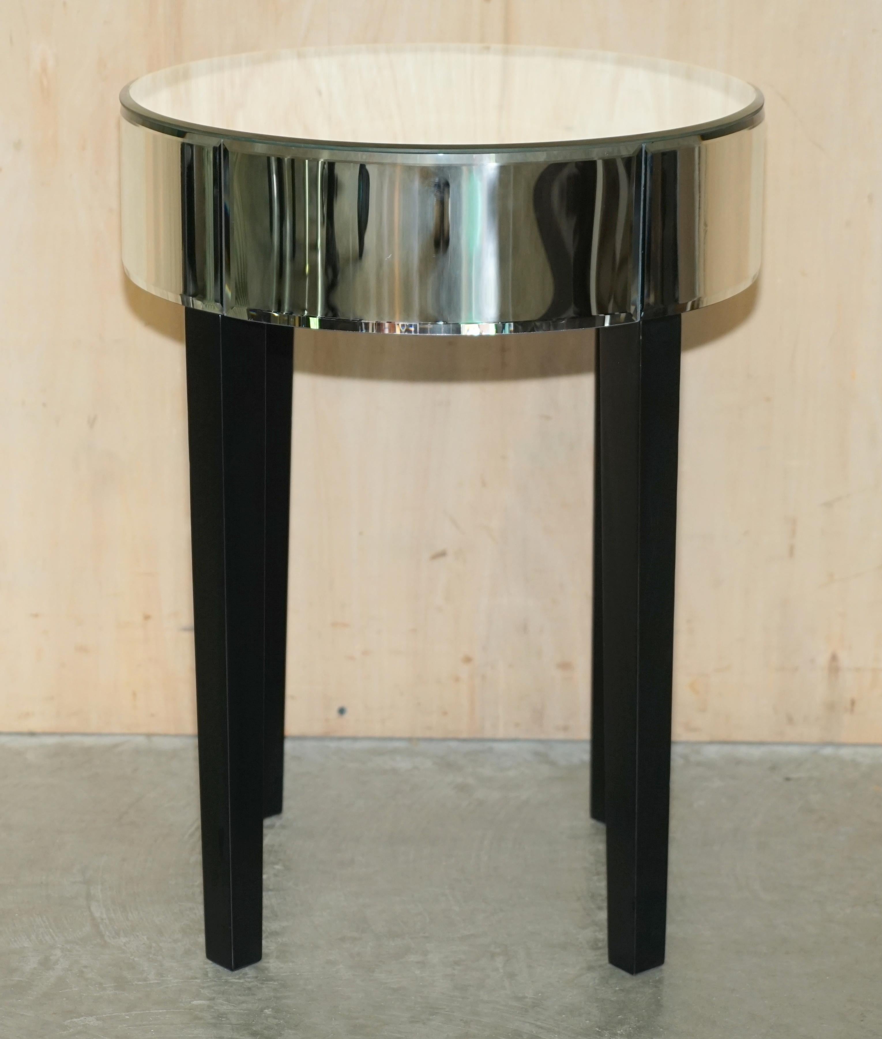 Lovely Mirrored Beveled Glass Singl Drawer Drum Side End Table Part of a Suite For Sale 8