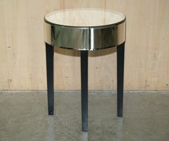 Lovely Mirrored Beveled Glass Singl Drawer Drum Side End Table Part of a Suite