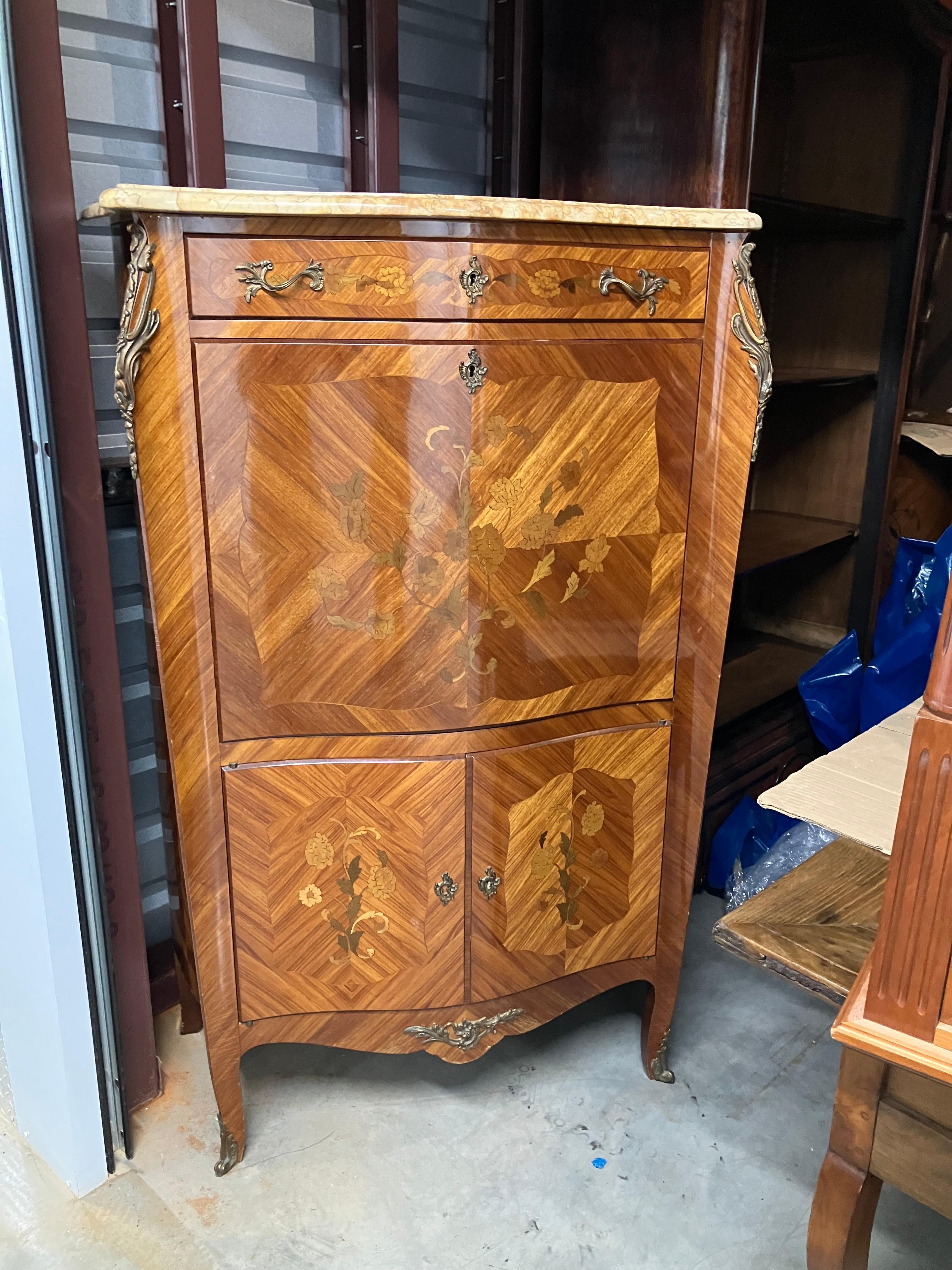 Lovely Mixed Wood Inlay French Secretary For Sale 1