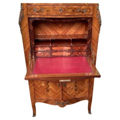 Lovely Mixed Wood Inlay French Secretary
