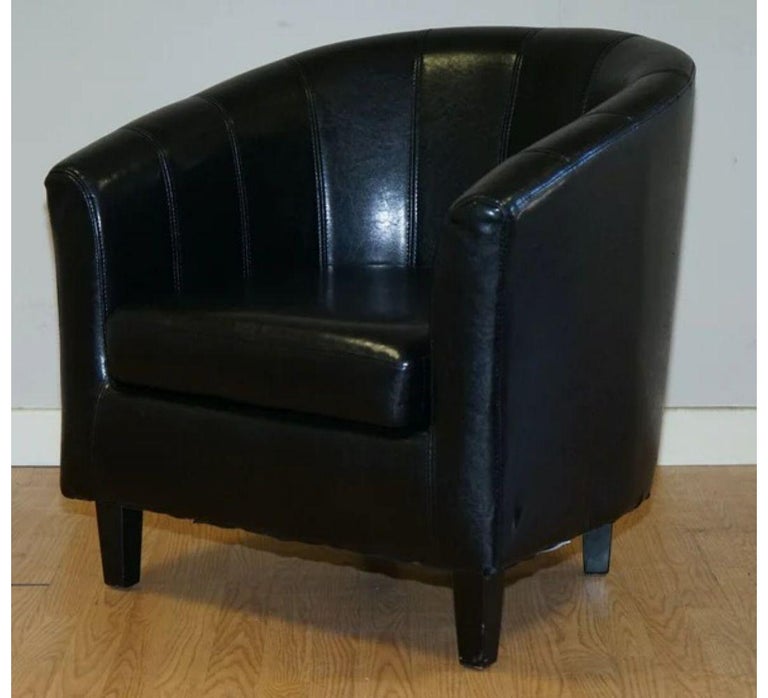 Lovely Modern Black Faux Leather Tub Chair For Sale at 1stDibs