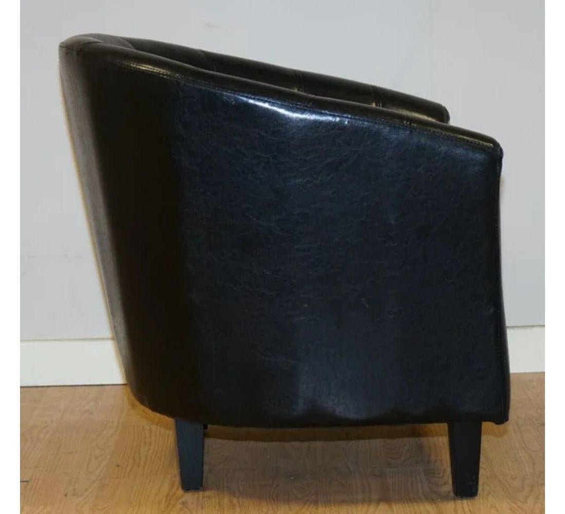 Lovely Modern Black Faux Leather Tub Chair In Good Condition For Sale In Pulborough, GB