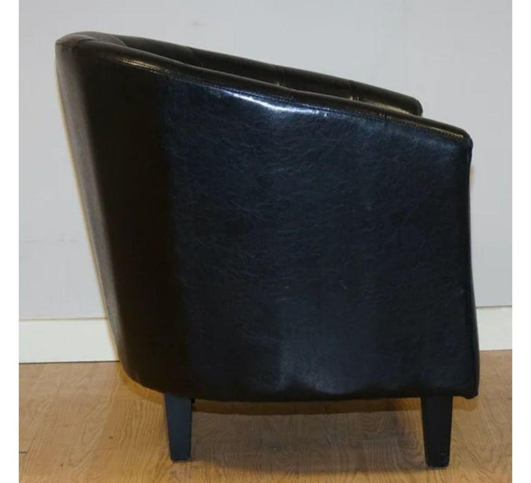 Lovely Modern Black Faux Leather Tub Chair For Sale at 1stDibs