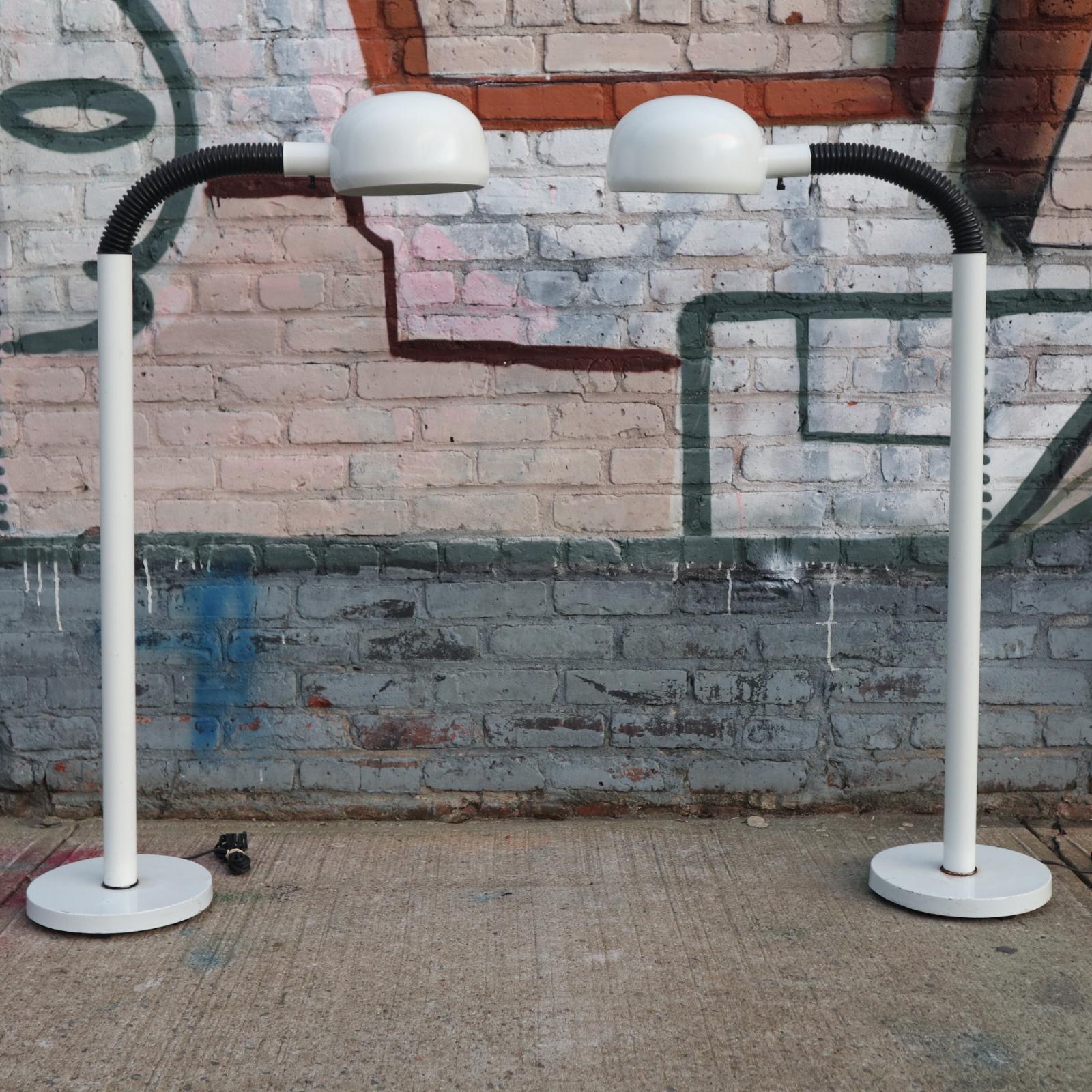 Lovely Modern Gooseneck Floor Lamps In Good Condition In Brooklyn, NY
