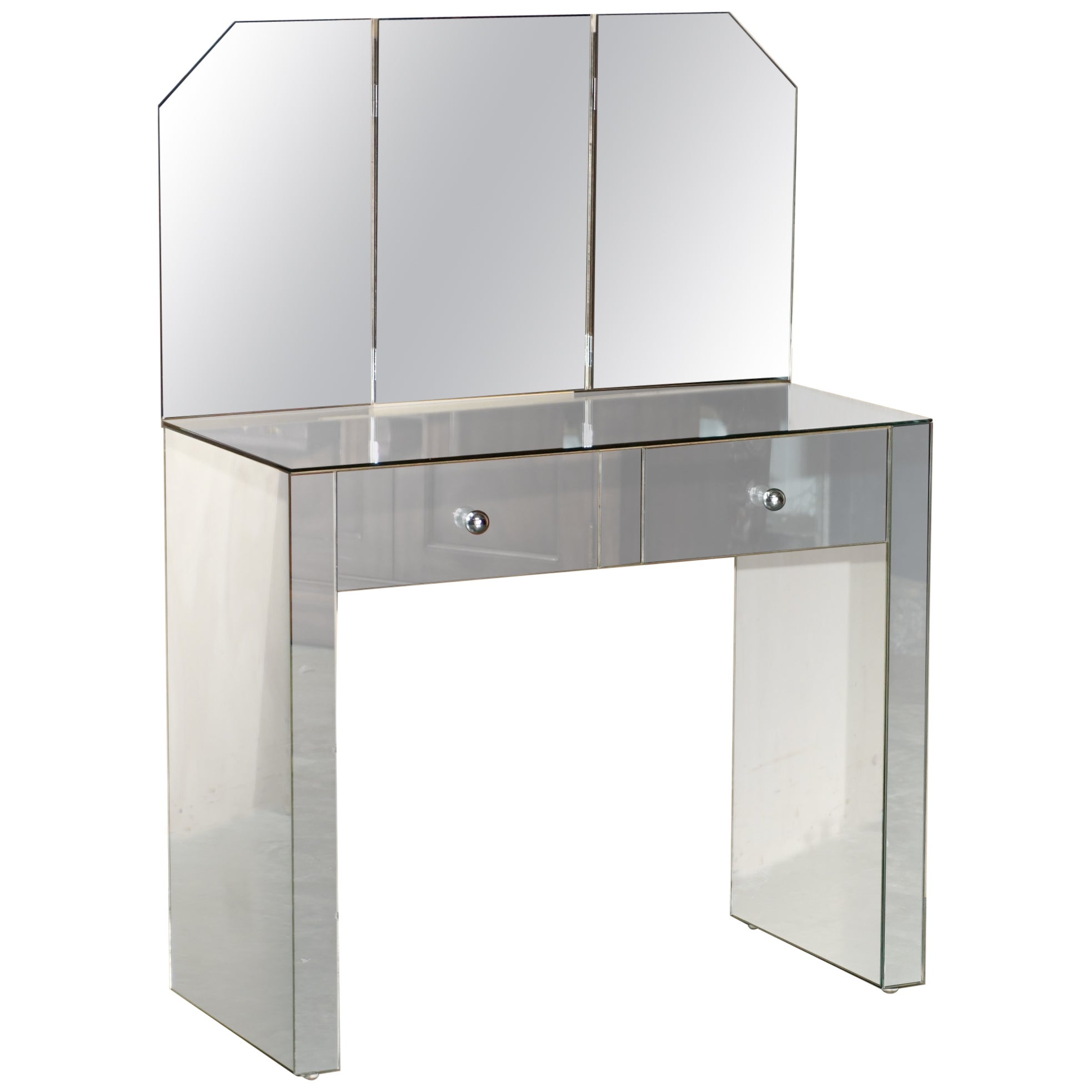 white christmas dresses Hollywood Regency Style Mirrored Vanity or Desk, Giltwood Accent main image 1