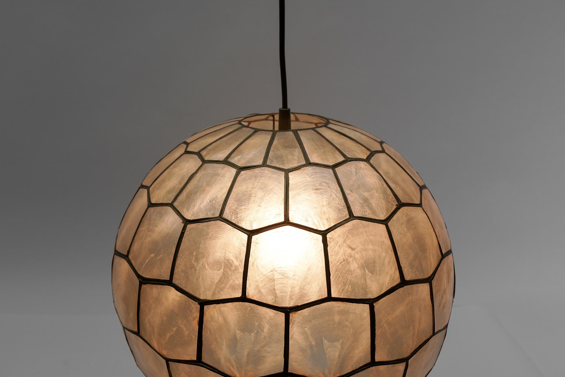 Lovely Mother-of-Pearl Ceiling Ball Lamp, 1960s For Sale 3