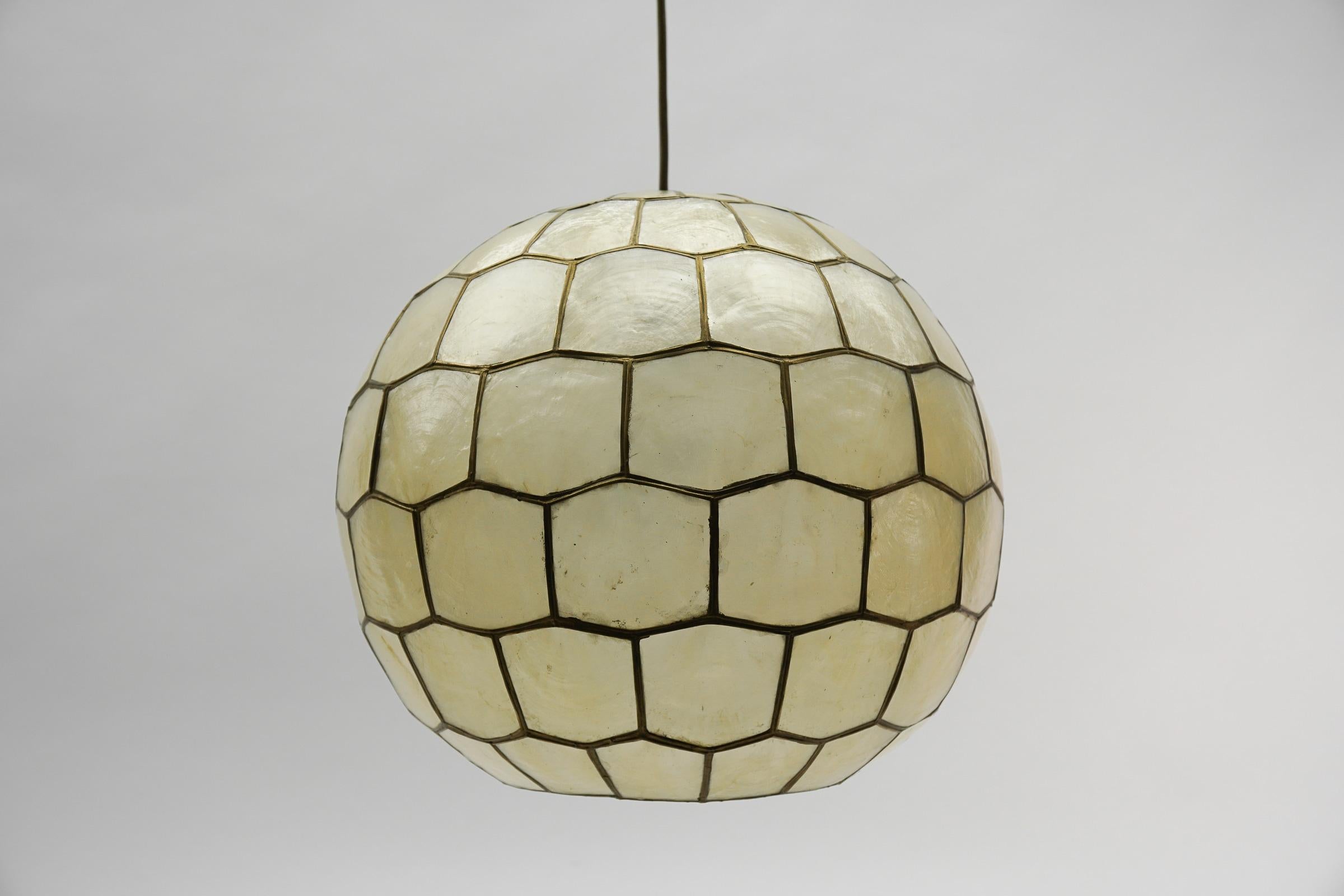 Mid-Century Modern Lovely Mother-of-Pearl Ceiling Ball Lamp, 1960s For Sale