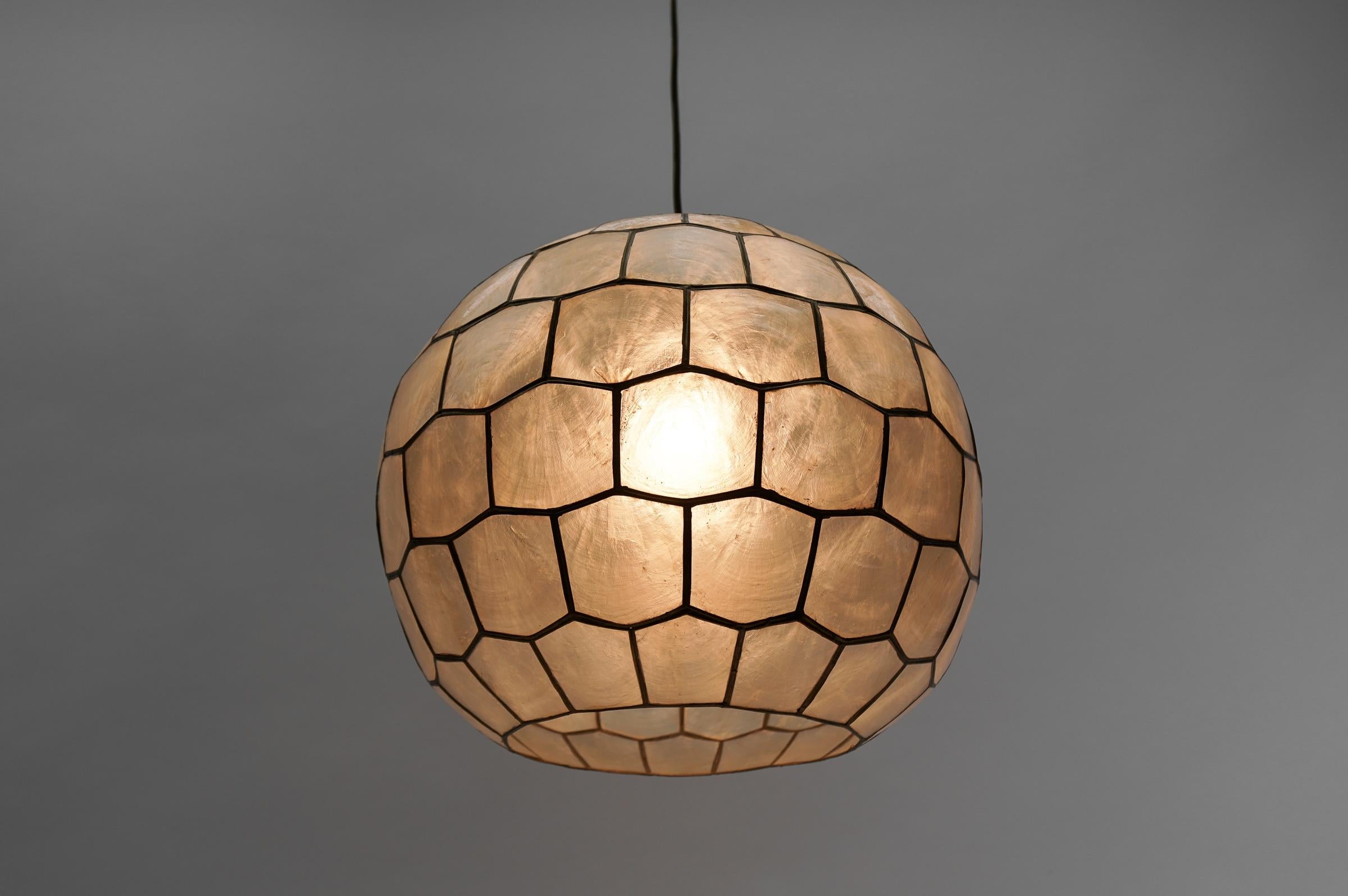 Lovely Mother-of-Pearl Ceiling Ball Lamp, 1960s For Sale 1