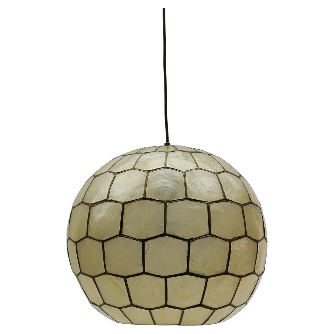 Lovely Mother-of-Pearl Ceiling Ball Lamp, 1960s For Sale