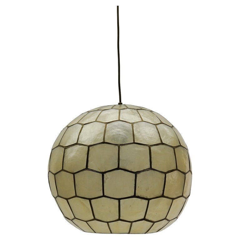 Lovely Mother-of-Pearl Ceiling Ball Lamp, 1960s For Sale at 1stDibs