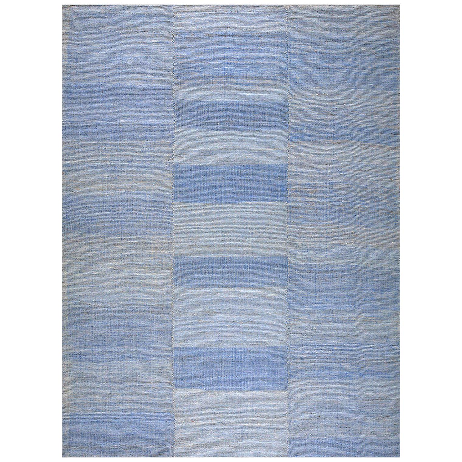 Lovely Multi Blue Color Contemporary Handwoven American Shaker Style Flat Weave