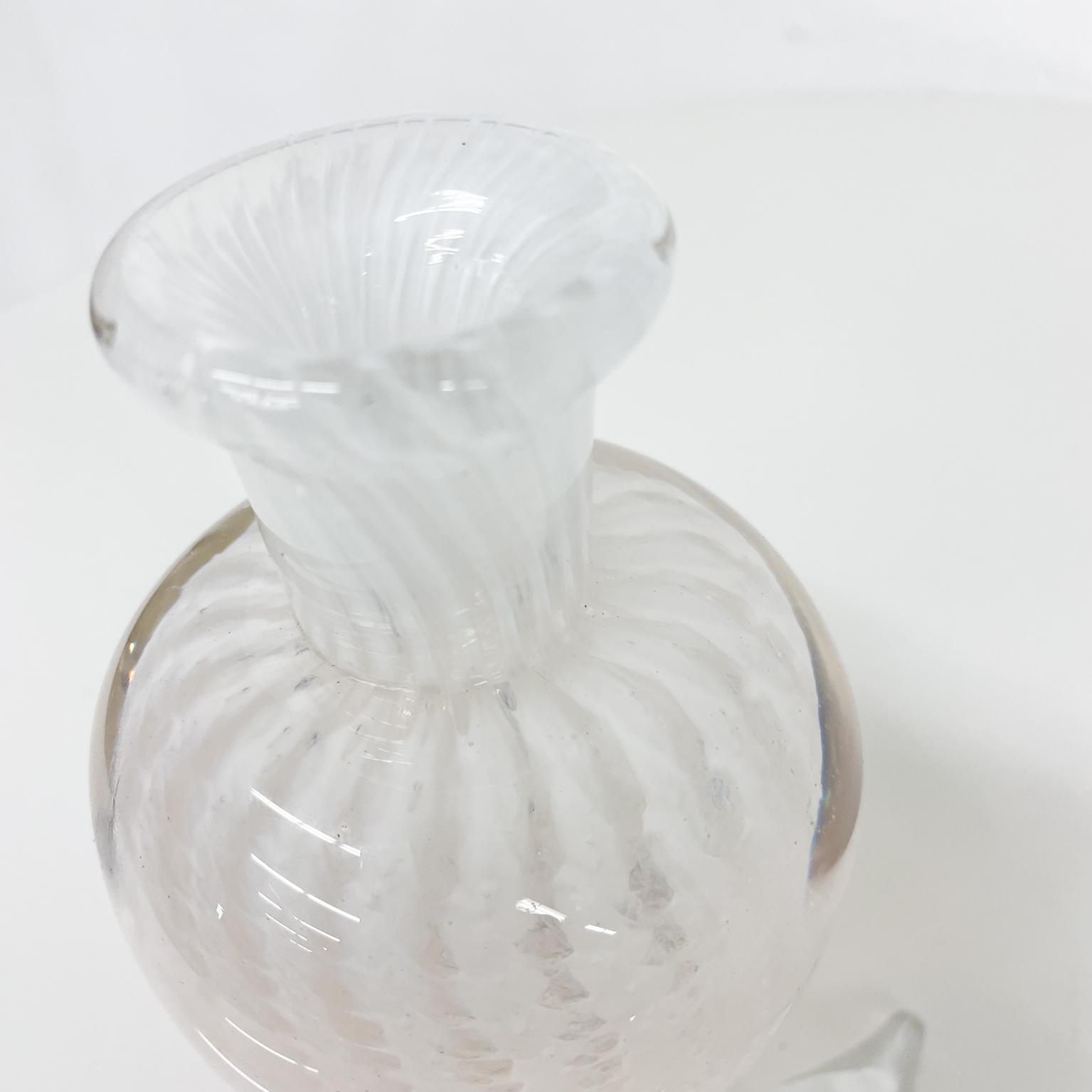 Lovely Murano Swirled White Art Glass Perfume Bottle with Stopper Italy 4