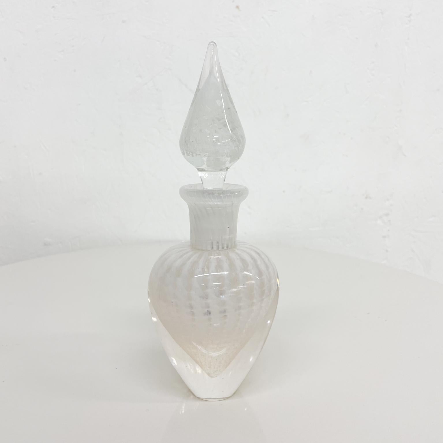 Mid-Century Modern Lovely Murano Swirled White Art Glass Perfume Bottle with Stopper Italy