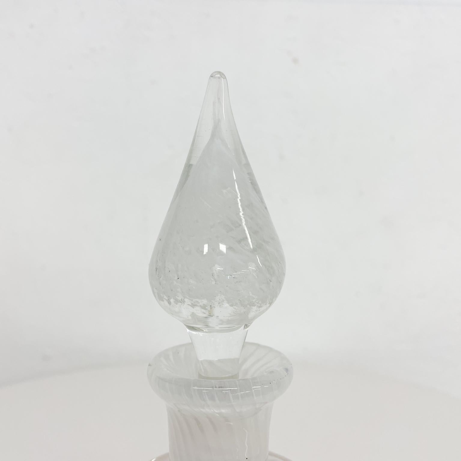 Italian Lovely Murano Swirled White Art Glass Perfume Bottle with Stopper Italy