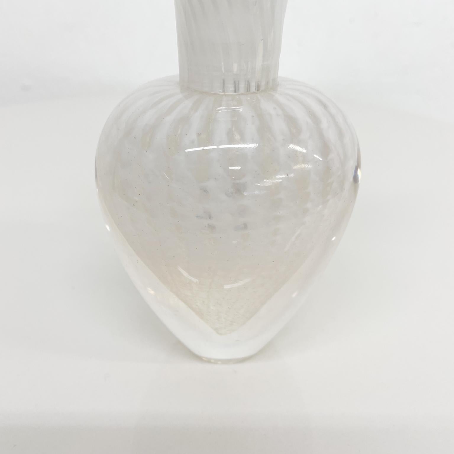 Mid-20th Century Lovely Murano Swirled White Art Glass Perfume Bottle with Stopper Italy