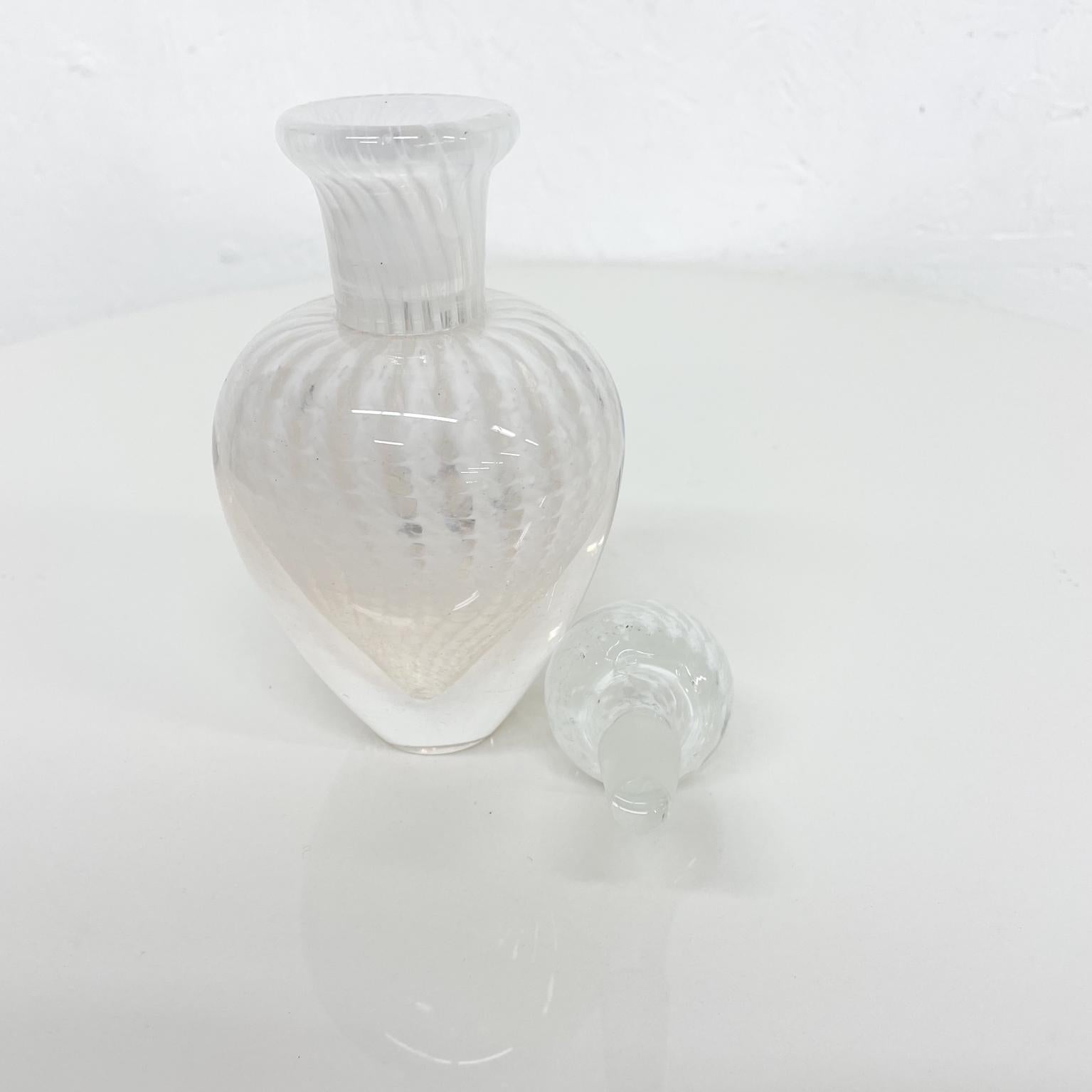 Lovely Murano Swirled White Art Glass Perfume Bottle with Stopper Italy 1