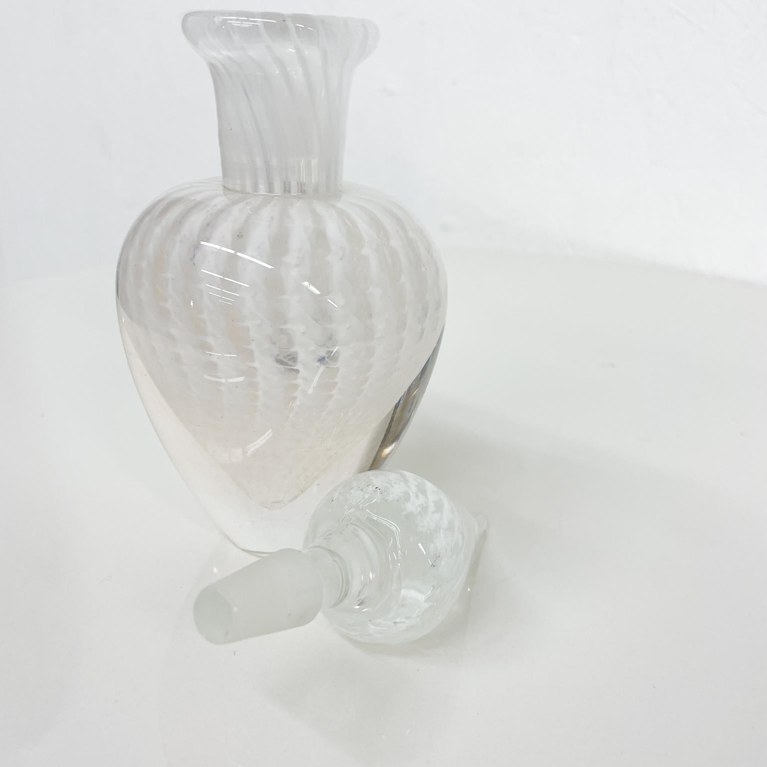 Lovely Murano Swirled White Art Glass Perfume Bottle with Stopper Italy 2