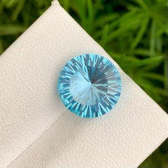 Lovely Natural Carved Swiss Blue Topaz Stone 6.55 Carats Heated Topaz for Ring