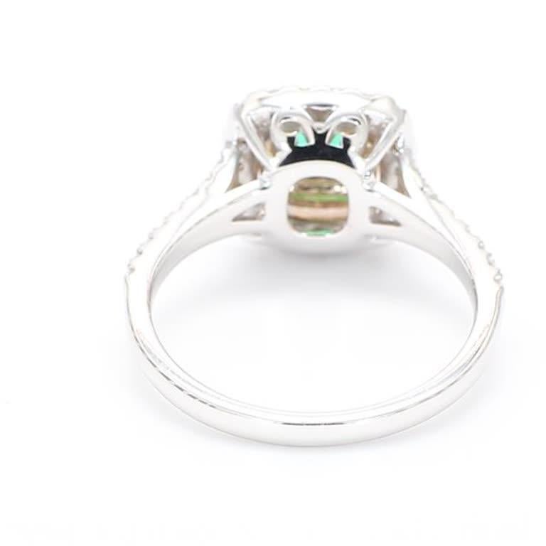 Women's Natural Emerald Cut Emerald and White Diamond .74 Carat TW Gold Cocktail Ring