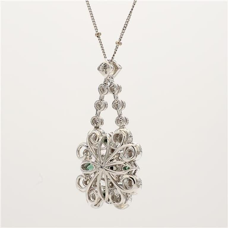 Natural Green Cushion Tourmaline and White Diamond 4.29 Carat TW Gold Pendant In New Condition In New York, NY