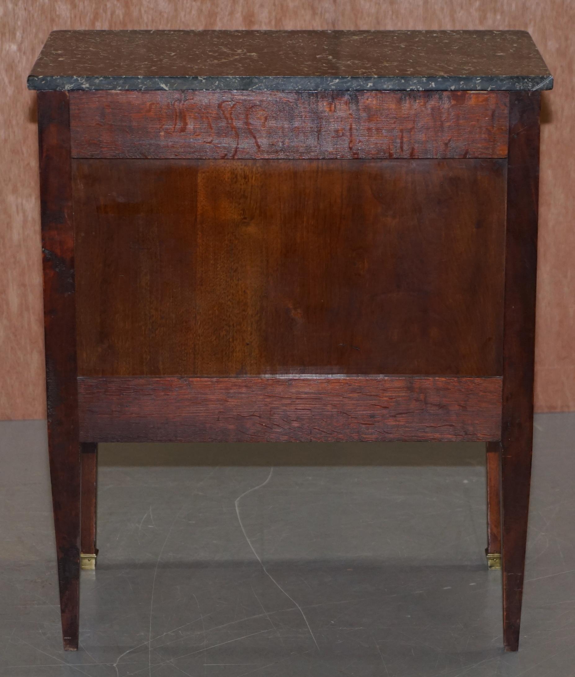 Lovely Neoclassical Cuban Hardwood Marble Topped Side Tables Chest of Drawers For Sale 6