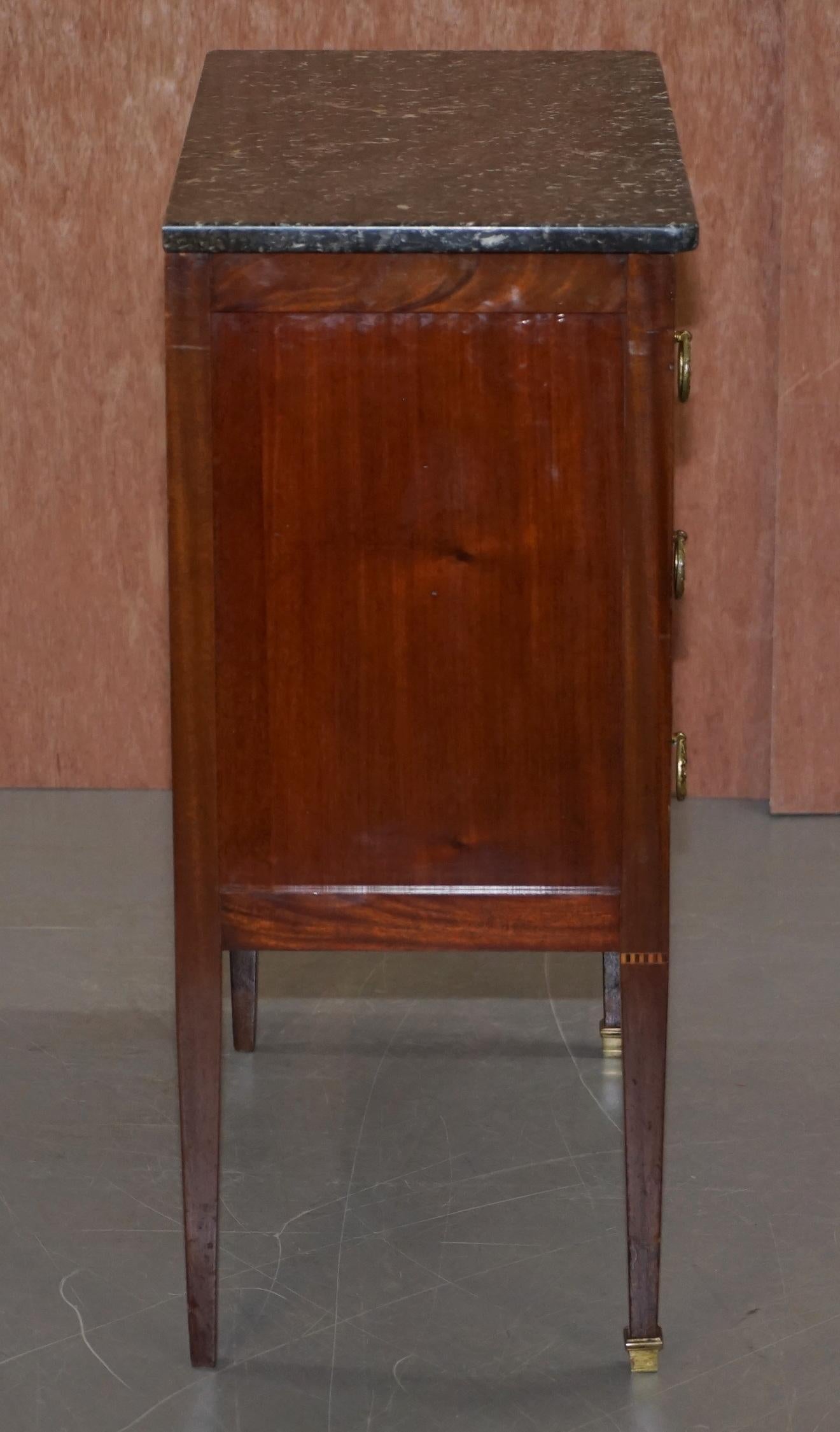 Lovely Neoclassical Cuban Hardwood Marble Topped Side Tables Chest of Drawers For Sale 3