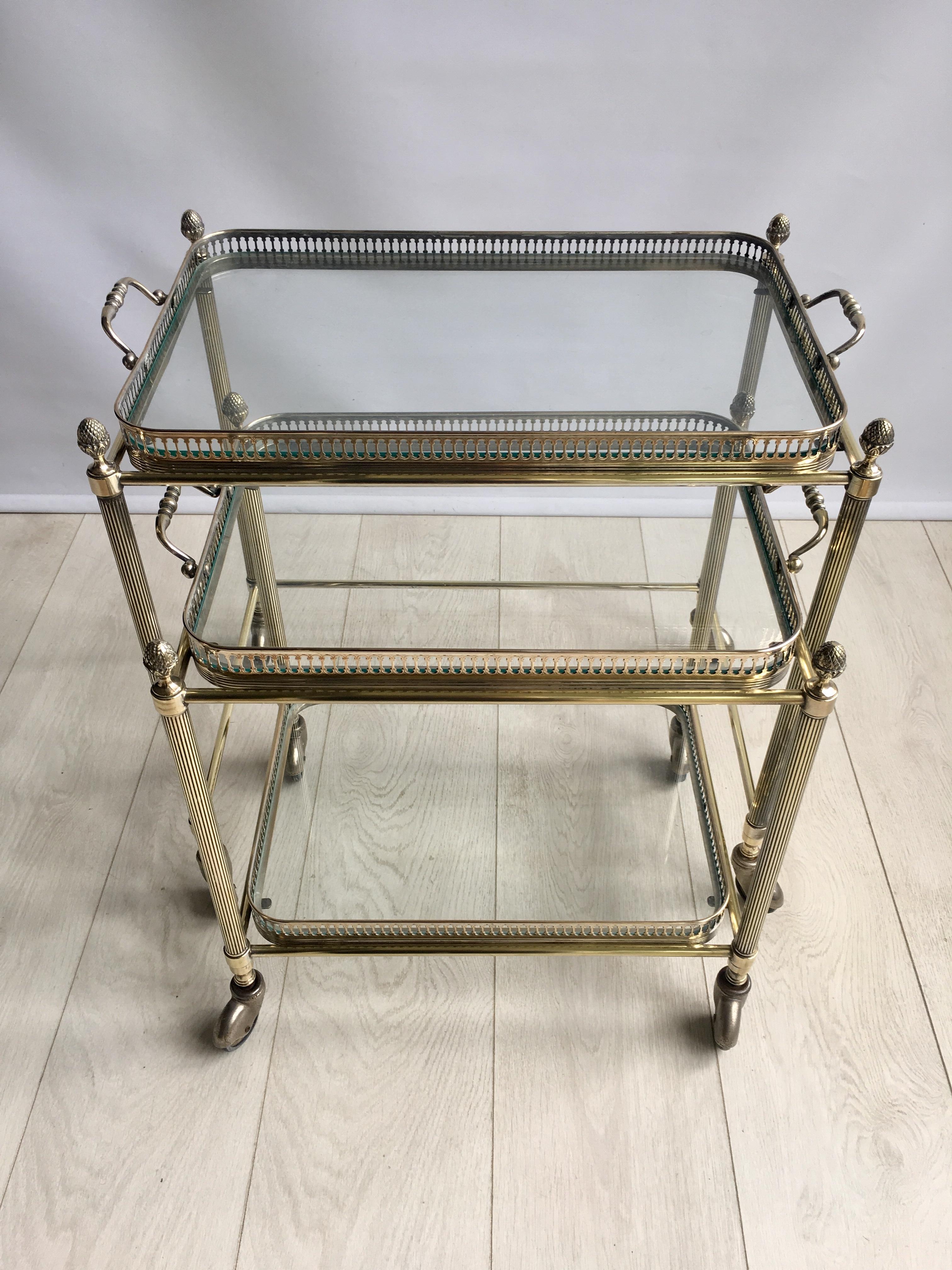 Lovely Nest of Vintage Brass Tables or Trolleys In Fair Condition For Sale In Copthorne, GB