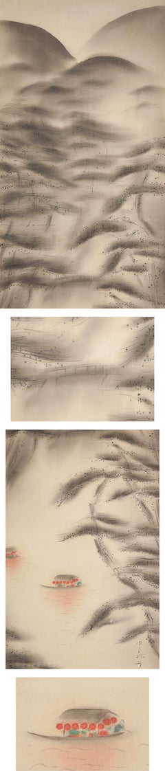 Lovely Nihonga Scene Meiji/Taisho Period Scroll Japan Artist Landscape Boats