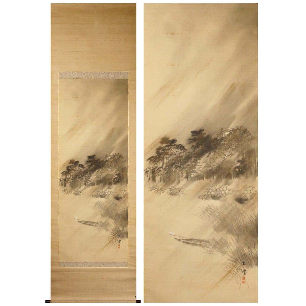 Lovely Nihonga Scene Meiji/Taisho Period Scroll Japan Artist Landscape ...