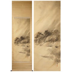 Vintage Lovely Nihonga Scene Meiji/Taisho Period Scroll Japan Artist Landscape Miyahara