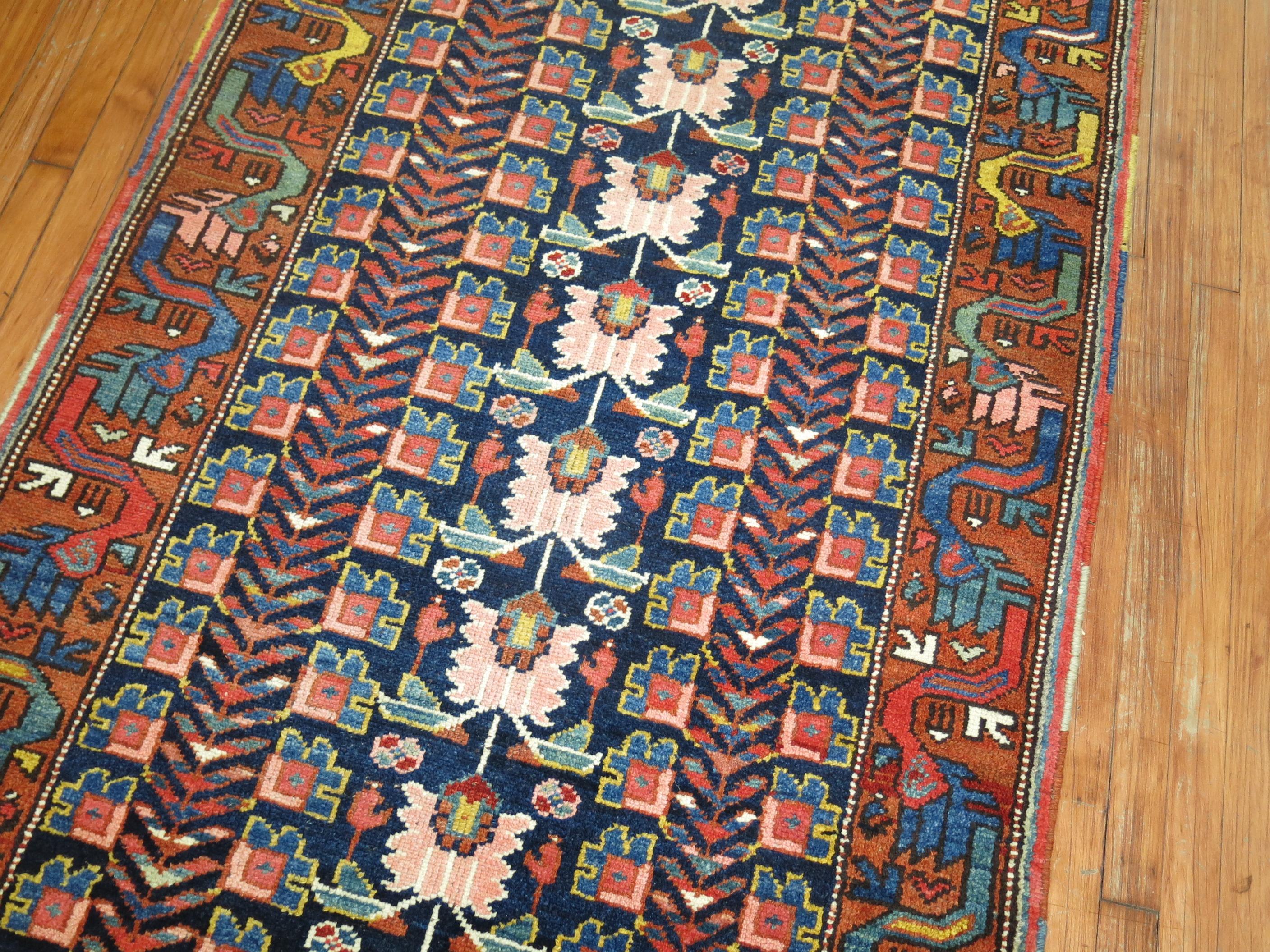 Lovely Northwest Persian Eclectic Persian Runner In Good Condition For Sale In New York, NY